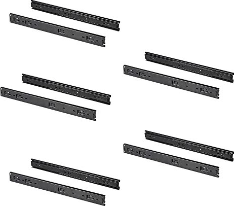 Emuca - Schubladenschienen kugellager 45mm x 300mm, Set aus 5 Paar aus schubladenauszug Vollauszug, schwarz