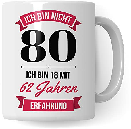 80. Geburtstag Frauen Tasse - Deko Geschenk 80 Geburtstag Frau - Becher 80 Jahre alt Spruch Kaffeebecher Geschenkidee - Kaffeetasse Geburtstagsgeschenk