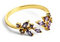 SINGULARU - Anillo Buganvilla. Ajustable. Plata de Ley 925 con Acabado Baño de Oro de 18 Kt. Talla Unica. Joyas para Mujer