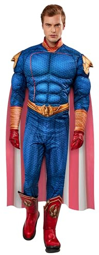 Rubies Homelander Deluxe-kostym för vuxna, digitalt tryckt muskelbröstet, kappa och handskar, officiella The Boys för karneval, Halloween, jul och fester