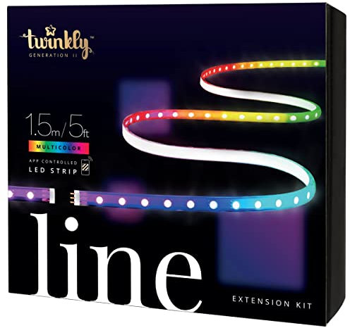 Twinkly Line Erweiterungsset - RGB LED Strip Lights, selbstklebend + magnetisch - App-gesteuerte Innendekoration - Weiß, 1,5m