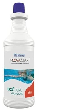 Bestway 59059 Eco Cloro Multiazione Liquido 1 Kg Piscina Trattamento Sanificante Schiarente Stabilizzante Sequestrante Antialghe