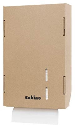Satino by WEPA Papierhandtuchspender aus Karton I flexibel einsetzbar I Wandmontage ohne Bohren I mit 360 Blatt befüllt (1X Kartonspender - befüllt, braun)