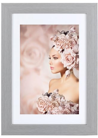 IDEAL TREND Bilderrahmen Holz Rahmen Plexi Acryl Collage Wanddeko Poster quadratisch S215: Farbe: Silber | Format: 30x30