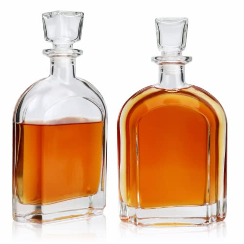 Salzesfalls 2 Pack 24oz Whiskey Decanter with Glass Stopper, Decanter Set