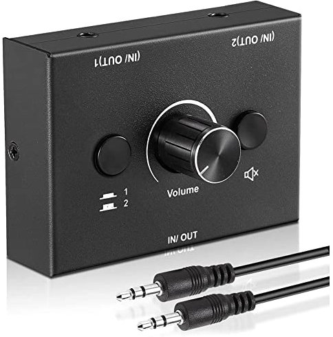 Wisyurt 3,5 mm 2 Eingang 1 Ausgang/1 Eingang 2 Ausgang Audio-Umschalter Audio-Umschalter-Box EIN-Tasten-Stummschalttaste