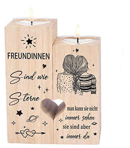 Doppelseitiger Druck - Geschenke für Freundin, Beste Freundin Kerzenständer, Freundinnen Geschenkideen, Geschenke für Frauen, Geburtstag Weihnachten Freundschaft dankeschön Geschenk