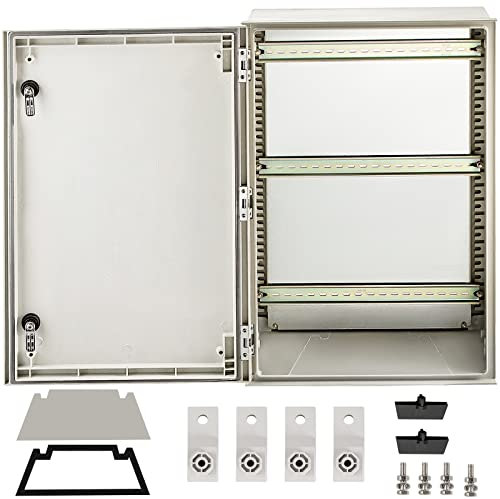 VEVOR Boîtier en fibre de verre NEMA, 60x40x23 cm, coffret armoire électrique NEMA 4X, IP66 étanche et anti-poussière, boîte de jonction électrique extérieure et intérieure, avec plaque de montage