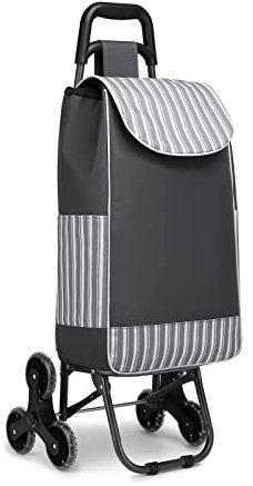 Kono Einkaufstrolley Stabiler 2 in 1 Klappbar Einkaufswagen Multifunktional Treppensteigwagen mit 3 Geräuschlos Räder (Grau-Update)