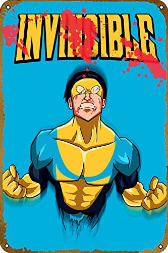 Invincible Poster TV-Show, Retro-Blechschild, langlebig, Wandkunst, Dekor, Film, Metallschild, Zuhause, Vintage, Schlafzimmer, Dekoration, Schild, 20,3 x 30,5 cm