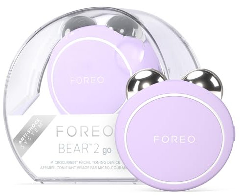FOREO BEAR 2 go - Reisefreundliches Mikrostrom Gerät fürs Gesicht - Für feine Linien & Falten - Anti Aging Gerät - Face Lifting - Modelliert das Gesicht - Strafft & Festigt - Lavender