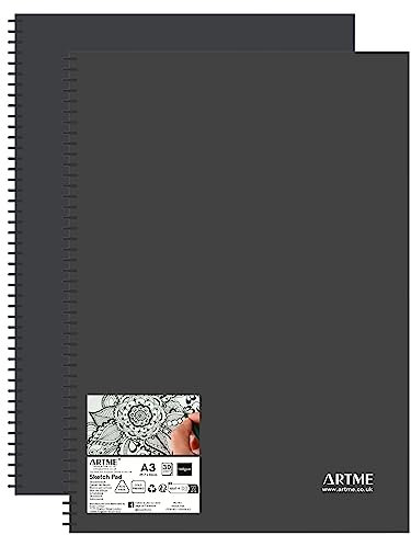 Artme Skizzenblock, A3, 2 Stück, 30 Blatt, 160 g/m², Spiralbindung, Skizzenbuch