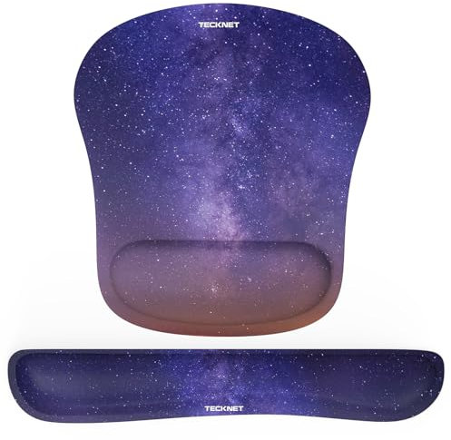 TECKNET Mauspad mit Handauflage, Gelkissen Mousepad und Ergonomische Memory Foam Tastatur Handgelenkauflage Set, Wasserdicht Mausunterlage für Computer und Laptop