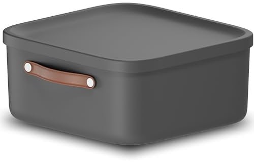 Rotho Maloja Aufbewahrungsbox 20 l, Kunststoff, anthrazit, 20 (39.5 x 38.0 x 17.7 cm)