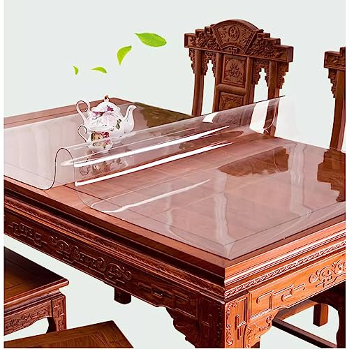 Zhaomi Protector De Mesa Transparente, 1,0 Mm De Espesor, Protector De Mantel De PVC Transparente Impermeable, Mantel De Plástico Transparente, Fácil De Limpiar E Impermeable (70x120cm/28x47in)