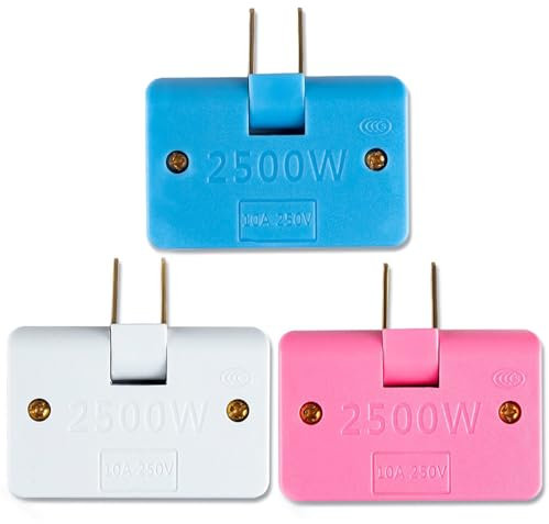 180 Degrees Rotatable Socket Converter, 3 Way 2-Prong Flat Plug Adapter, Grounded Wall Tap Power Outlet Extender for Home Office Dorm Essentials (3Pcs-US plug)