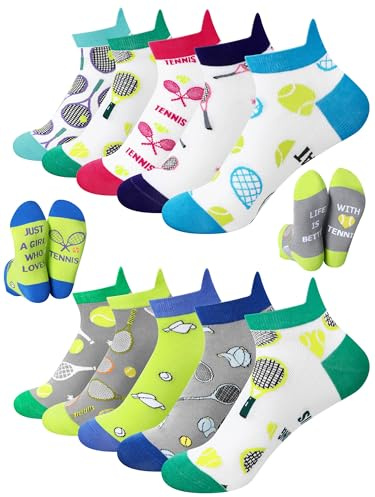Floraltop 10 Pairs Women Tennis Socks Christmas Novelty Gifts for Men Women