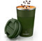 MOMSIV Coffee Cup, Insulated Coffee Cup with Leakproof Lid, Non-Slip Vacuum Reusable Stainless Steel Eco-Friendly Travel Office Mug for Hot and Cold Water Coffee and Tea, 380ml/13oz(ArmyGreen)