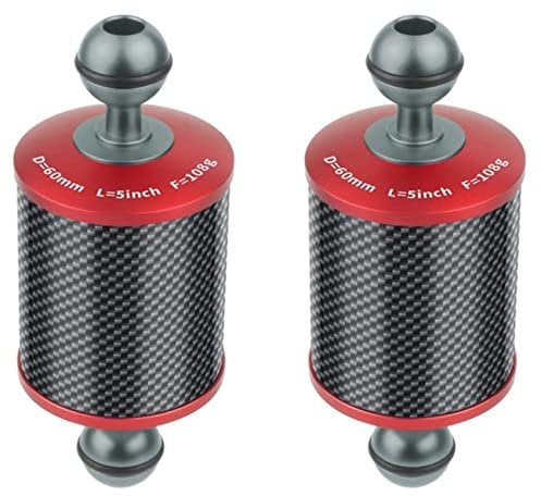 Fivetwofive 2X Dia 60mm Carbon Fiber Float Buoyancy Aquatic Arm 5 Inch for DSLR Camera Tray Underwater Diving Accessories, Red, 750062141