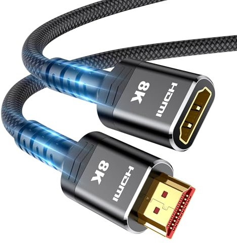 Highwings 8K HDMI Verlängerung 0.5M, HDMI 2.1 Verlängerungskabel 4K@30/60/120Hz, Ultra Highspeed 48Gbps, HDMI Stecker auf HDMI Buchse, UHD eARC HDCP 2.3 HDR10+ Kompatibel mit HDTV, TV Stick, PS5/4