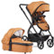 Gesslein FX4 Set Life mit Babywanne Panorama Relax, Kinderwagen (Kinderwagen 3 in 1 mit Liege- und Sitzoption, Bodenbelüftung, individuell einstellbar, hoher Komfort, geringes Packmaß), Caramel