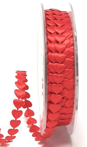 s.dekoda Schleifenband Borte 20m x 8mm Rot Herz Herzborte Herzgirlande Dekoband [D2437]