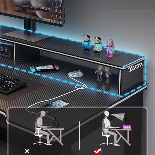 Mesa Ordenador Mesa doble for Pc, escritorio for estudiantes, hogar, dormitorio, estudio, escritorio de oficina, mesa de juegos Simple de fibra de carbono Escritorio de Computadora(Negro,160x60x75cm)