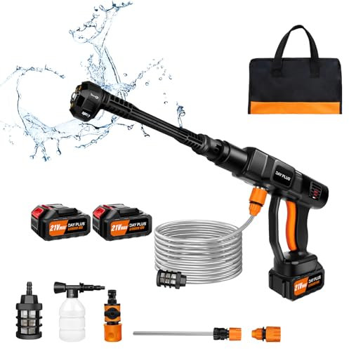 6-in-1 High-Pressure Washer Power Jet Washer Portable Cordless Pressure Washer Outdoor Pressure Washers for Car, RV, Household Pressure Washers, Use Any Water Source, 16.4FT Hose (Black)