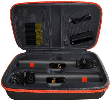 Chyley Wireless Microphone Case Compatible with JBL 2 Microphone System, Durable Storage Bag for MIC Accessories, Perfect for Singing or Karaoke(Velcro,Box Only)