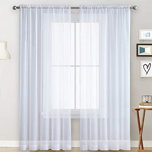 Lukery Tende per Interni, Tende per Interni Tende Moderne Trasparenti 2 Pezzi Tende Camera da Letto Arioso, Tende Soggiorno per Soggiorno Camera da Letto Finestra (100x130cm,Bianco)