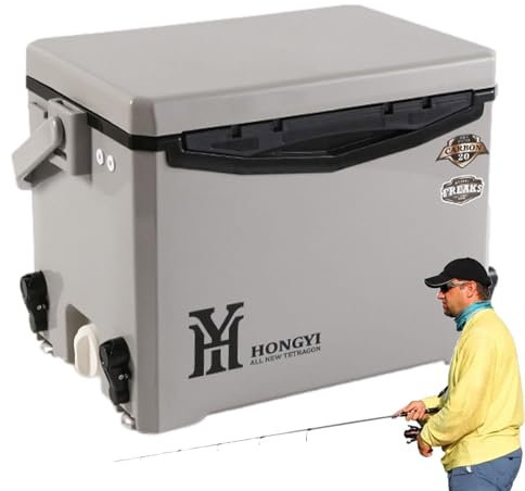 Hard Cooler Box - Lightweight Picnic Cooler Portable Travel Cooler | Small Hard Cool Box with Convenient Mobility Upgraded Floor Handle Hard-Walled Box for Picnic, Drinks,