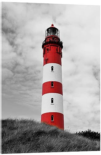 Posterlounge Leuchtturm auf Amrum Acrylglasbild von HADYPHOTO 13 x 18 cm Rot Wandbilder Wanddeko