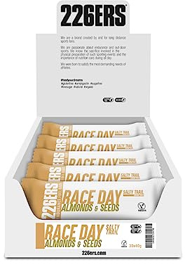 226ERS Renntag, Sports Energy Bar, Mandel und Samen 30 x 40g | Energieriegel mit Natrium und salziger Note, Nüsse und Samen für Resistenz, glutenfrei, laktosefrei, vegetarisch