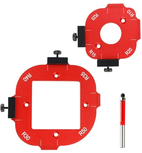 2 Piezas Plantillas de Radio de Esquina R10-R50 para Router, 4 en 1 Router Radio Plantilla Rápida, Router Plantilla Router con Cortador de Ranura para Carpintería DIY