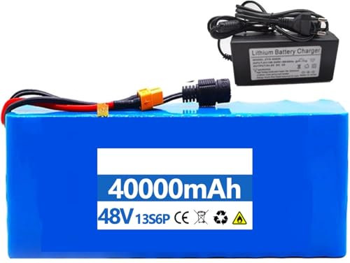 36V 48V 10AH 20Ah 30Ah 40Ah E-Bike Battery,36V 48V Electric Bicycle Battery Lithium Battery Pack with BMS Protection Board with Charger for 200W 500W 1000W Motors XT60,36V 20AH