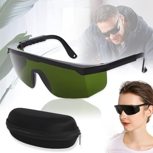 Mikqky Laserschutzbrille, Uv Schutzbrille, Laser Schutzbrille Für Uv Schutzbrille, Arbeitsbrille Mit Brillenetui Schutzgläser Für Schönheit, Infrarot Schutzbrille(Grün, Brillenschachtel)