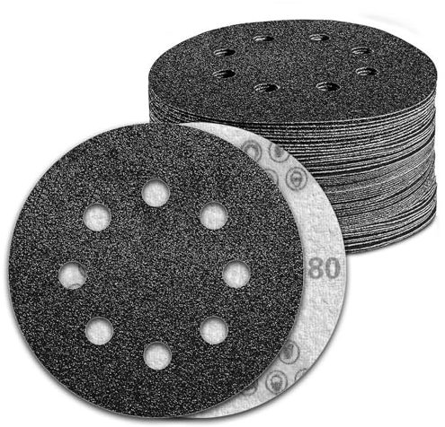 KONGMING 100 Stück Nassschleifpapier 125mm Klett 8 Loch Körnung 80 Siliziumkarbid Schleifpapier für Exzenterschleifer