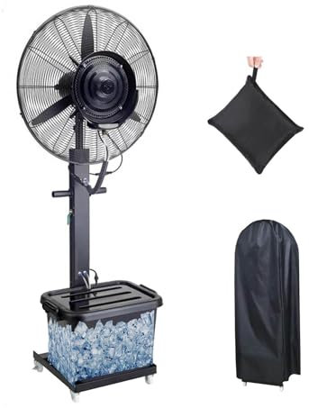 Outdoor Camping Misting Fan Pedestal Fans With Water Mist Spray 3 Speeds High Velocity Fan Misters For Home Office Industrial Warehouse Commercial(750MM/29inch)