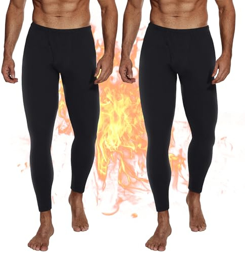 DDOBB Thermo Lang Unterhosen Herren 2er Pack Thermohose Männer | Sportkleidung Skiunterwäsche Winter Funktionsunterwäsche Unterwäsche Hose