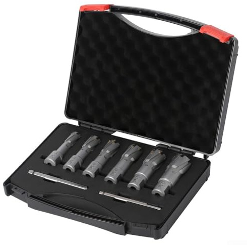 CYRENT TCT Ringschneider-Bohrer-Set für magnetisches Bohren auf Eisen und Edelstahl, mit Hohlkern-Hartmetallschneide, 6-teilig