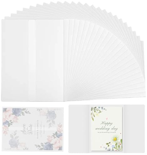 YOUNGSAY 60 Stück Transparente Briefumschläge, 18 x 13cm Vorgefaltet Pergamenthüllen für Einladungen für Grußkarten, Geburtstagskarten, Einladungen, Hochzeiten und Briefmarken