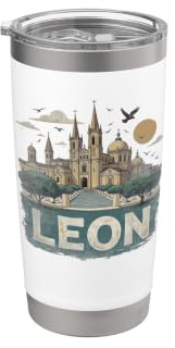 Retro Leon Landschaft Vintage Souvenir Doppelwandiger Edelstahl-Thermobecher