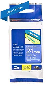 Brother TZE555 Nastro Laminato, 24 mm, Bianco/Blu