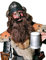 Zwerg Bart und Perücke Wikinger braun