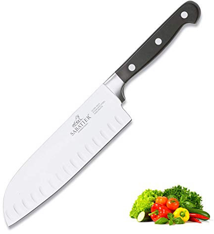 Sabatier 774086 Lion International Pluton Santoku Knife,Black,18 cm