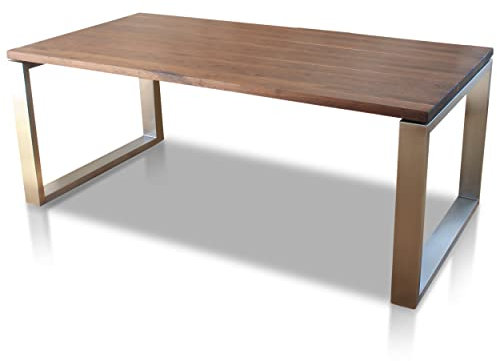 VEIKIN DESIGN Esstisch Nussbaum massiv London 160 x 90 cm, Designer Tisch Massivholz mit Edelstahl, Holztisch Metall Stahl, Tisch Holz, Premium Esszimmertisch !!!