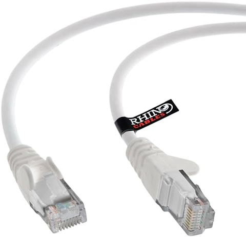 rhinocables CAT 6 High-Speed Gigabit Ethernet Cable - Patch Network Lead for LAN| Snagless UTP With LSZH Jacket | RJ45 Connector - Internet, Router, Modem, Smart TV, PC & More (25m, White, Pack of 1)