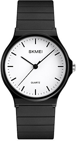 SKMEI Montre étanche à quartz analogique pour femme, noir, 1.5*1.3*0.3 inch, Sports