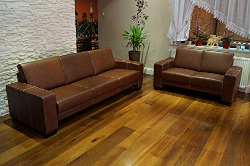 Quattro Meble Echtleder Sofagarnitur Atlanta Extra 3 er + 2 er Ledersofa Echt Leder Couchgarnitur mit Ziernaht Möbel Set große Farbauswahl !!!