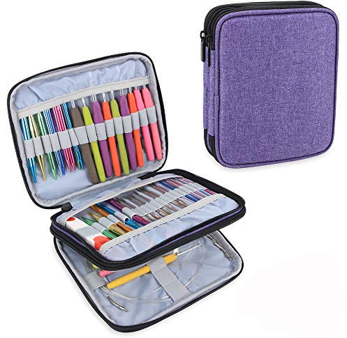 Teamoy Custodia Uncinetti, Borsa/Organizzatore per Ferri Circolari Set - No Accessori Inclusa, Viola